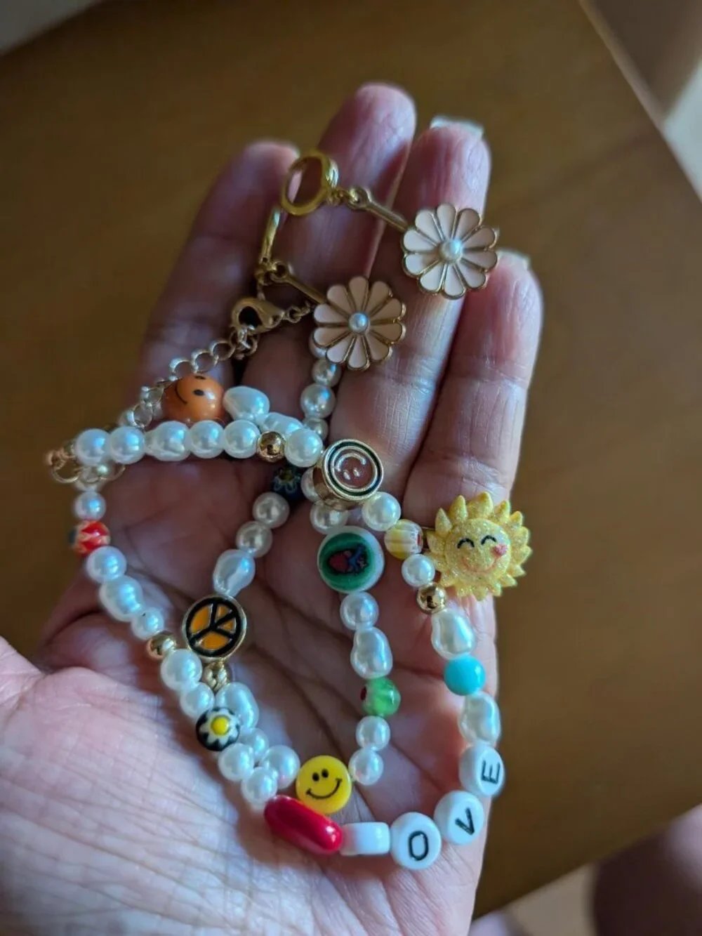 Multicolor Jewelry Set: Necklace, Stretch Bracelet, Earrings, Ring